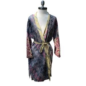 Jaded Gypsy Kimono Patterned Duster Waist Tie Eclectic Bohemian